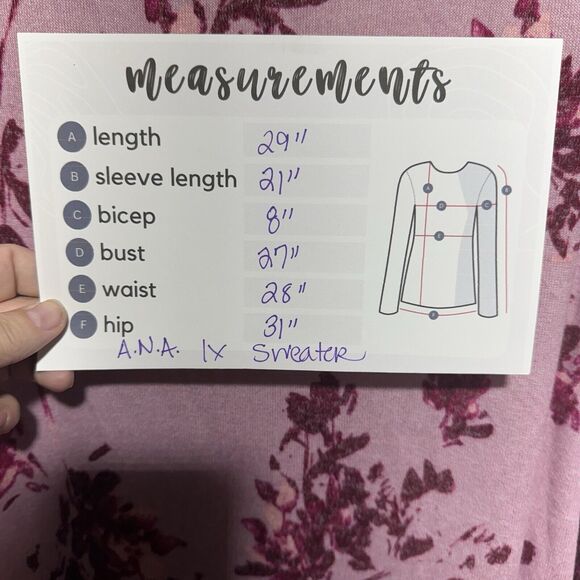 A.N.A. Mandy Sweater Floral Ruby Women’s Size 1X Shoulder Buttons - Picture 10 of 10